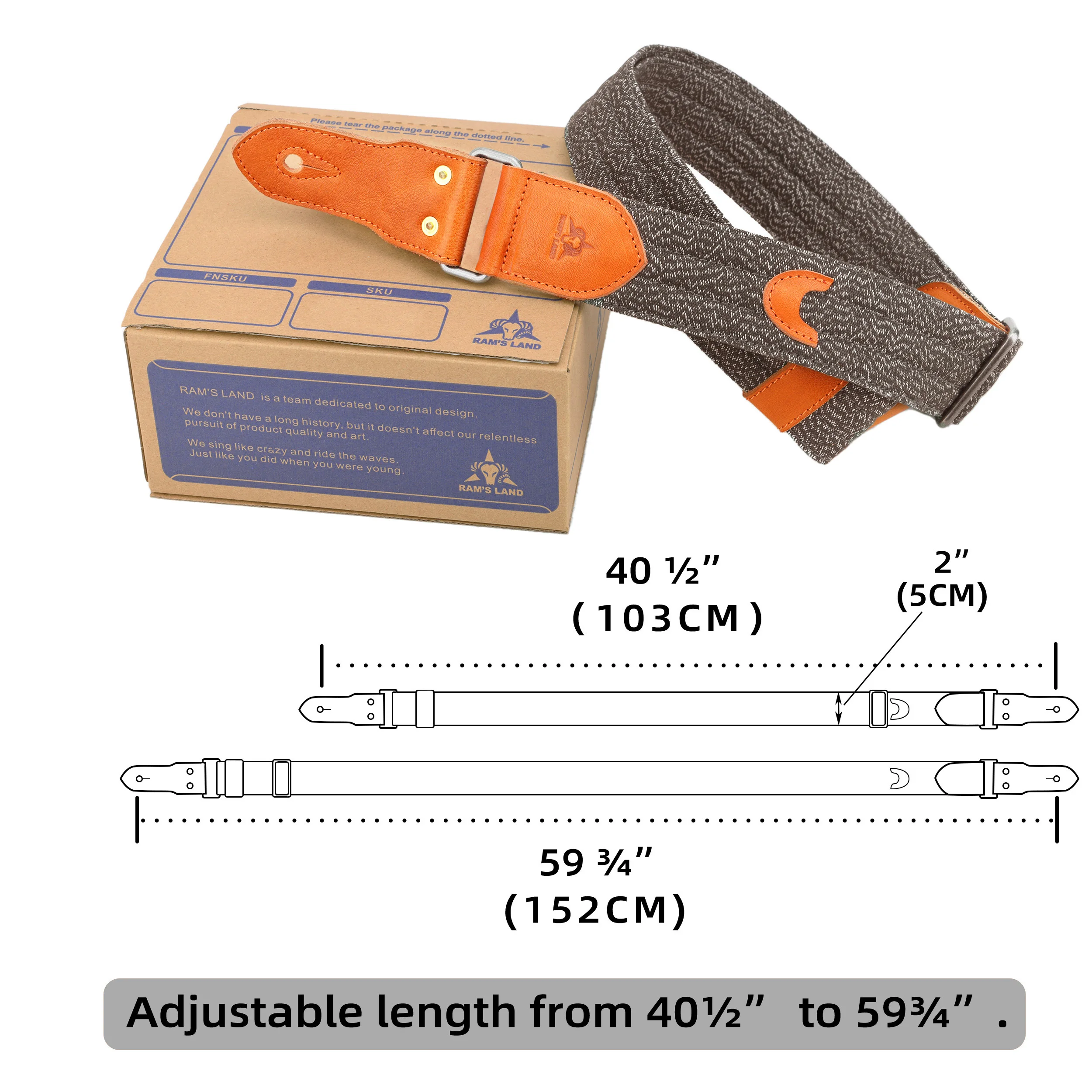 Canvas Leather Stripe Cotton Guitar Strap for Electric Guitars Bass Handmade