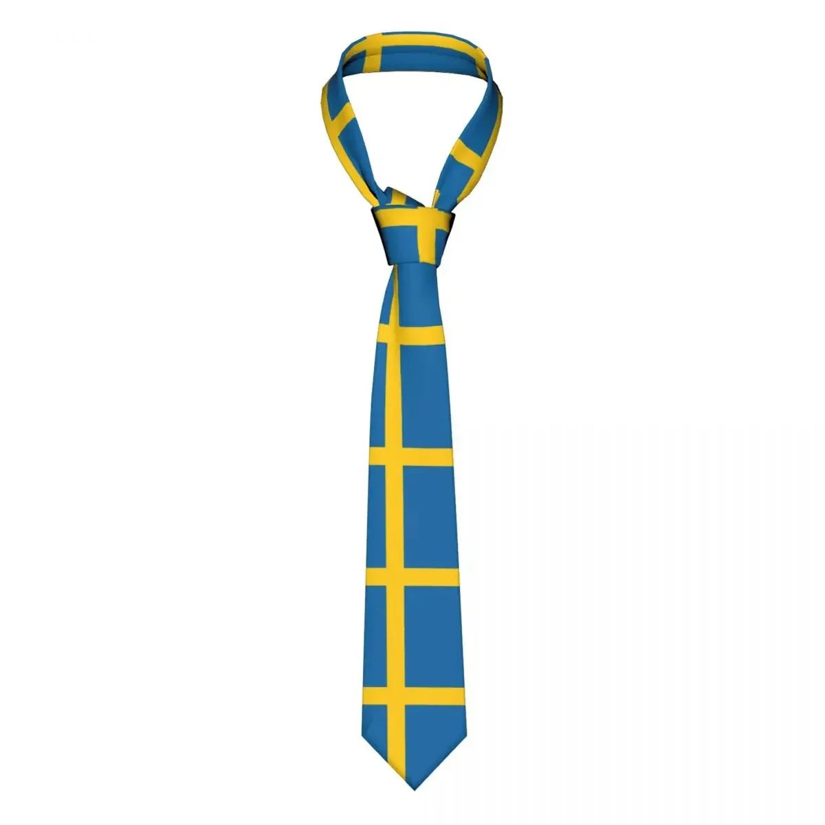 Swedish Flag Neckties Men Women Polyester 8 cm Country Neck Ties for Men Casual Wide Suits Accessories Gravatas Wedding Business