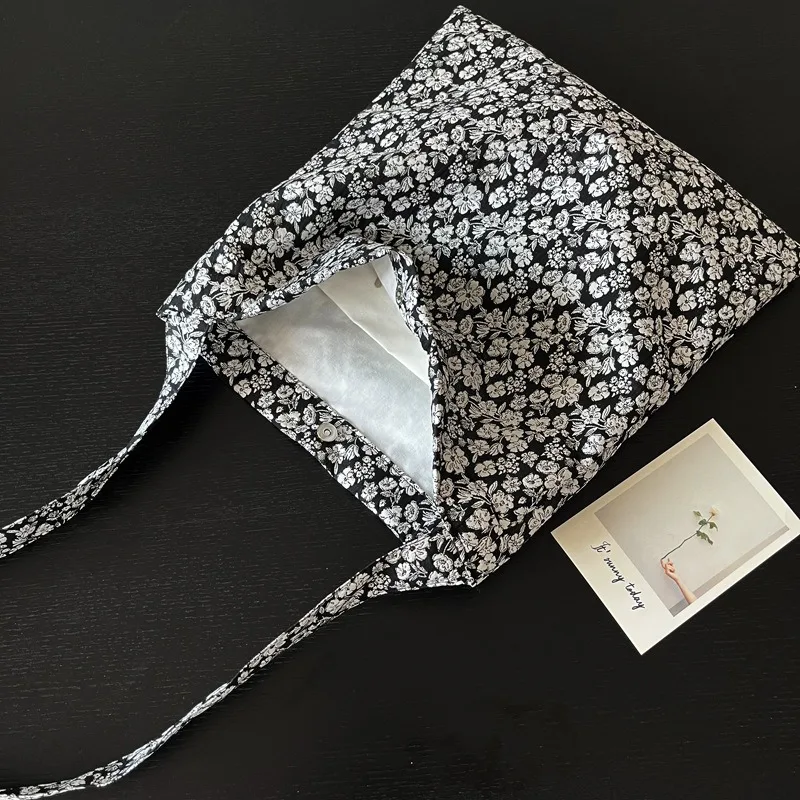 BYMONDY Retro Jacquard Shoulder Bag for Women Cotton Fabric Floral Handbags Crossbody Large Capacity Shopper Tote Bags Female
