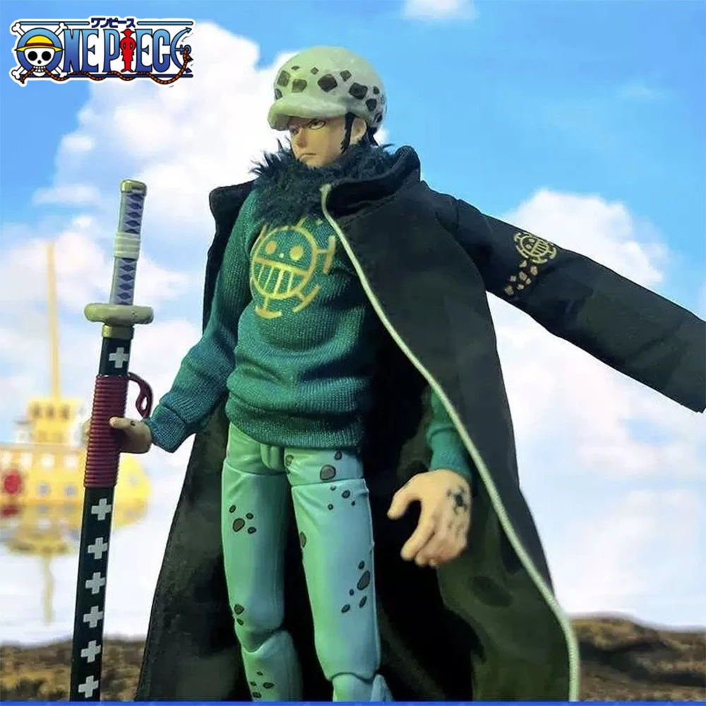 One Piece Shf Anime Series Trafalgar D Water Law Handmade Coat Green Plush Sweater Suitable for 1/12 Size Movable Humanoid Toy