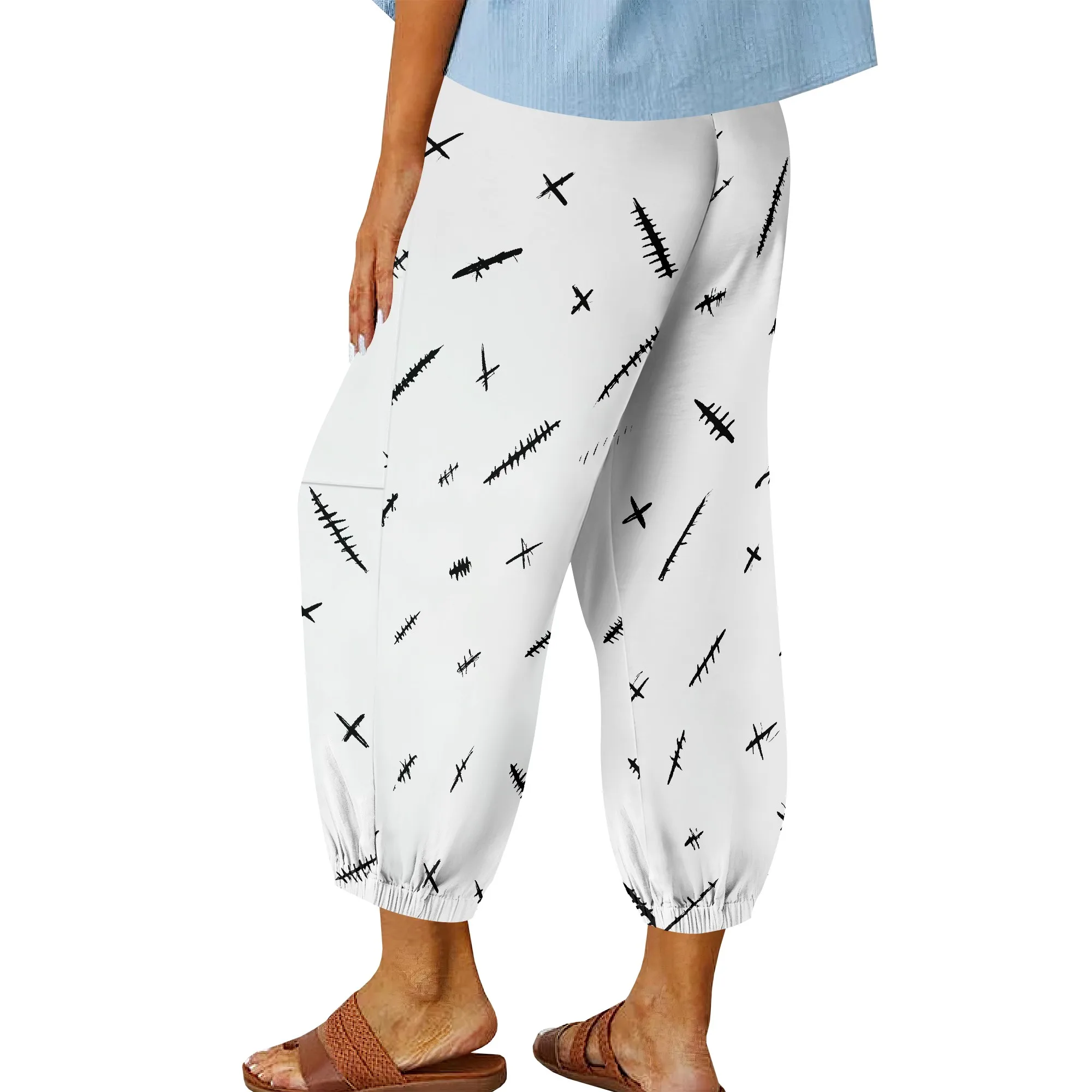 Printed Lounge Pants, Casual Joggers, Graphic Sweatpants, Loose Fit Trousers with Pockets for Women, XS-2XL
