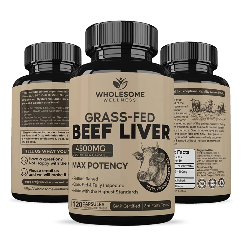 New Zealand Grass-fed Dried Beef Liver Capsules To Support Heart, Brain, Blood, Liver Health and Immune System