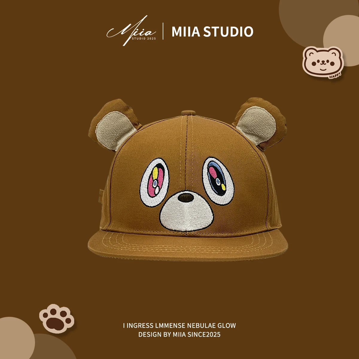 

Cute and Relaxed Bear Embroidered Baseball Cap Women Spring and Summer Thin Face Cap Men's Sunscreen Visor Baseball Cap
