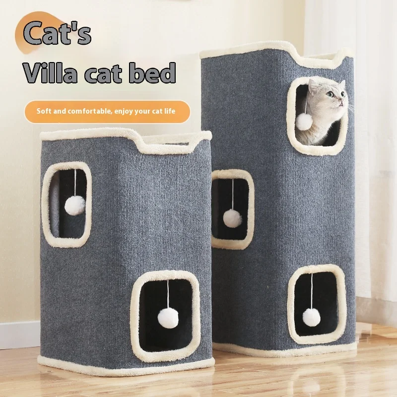 

Square Cat Nest Multi Layer Sisal Bucket Cat Climbing Frame Scratching Board Warm House Scratch Resistant