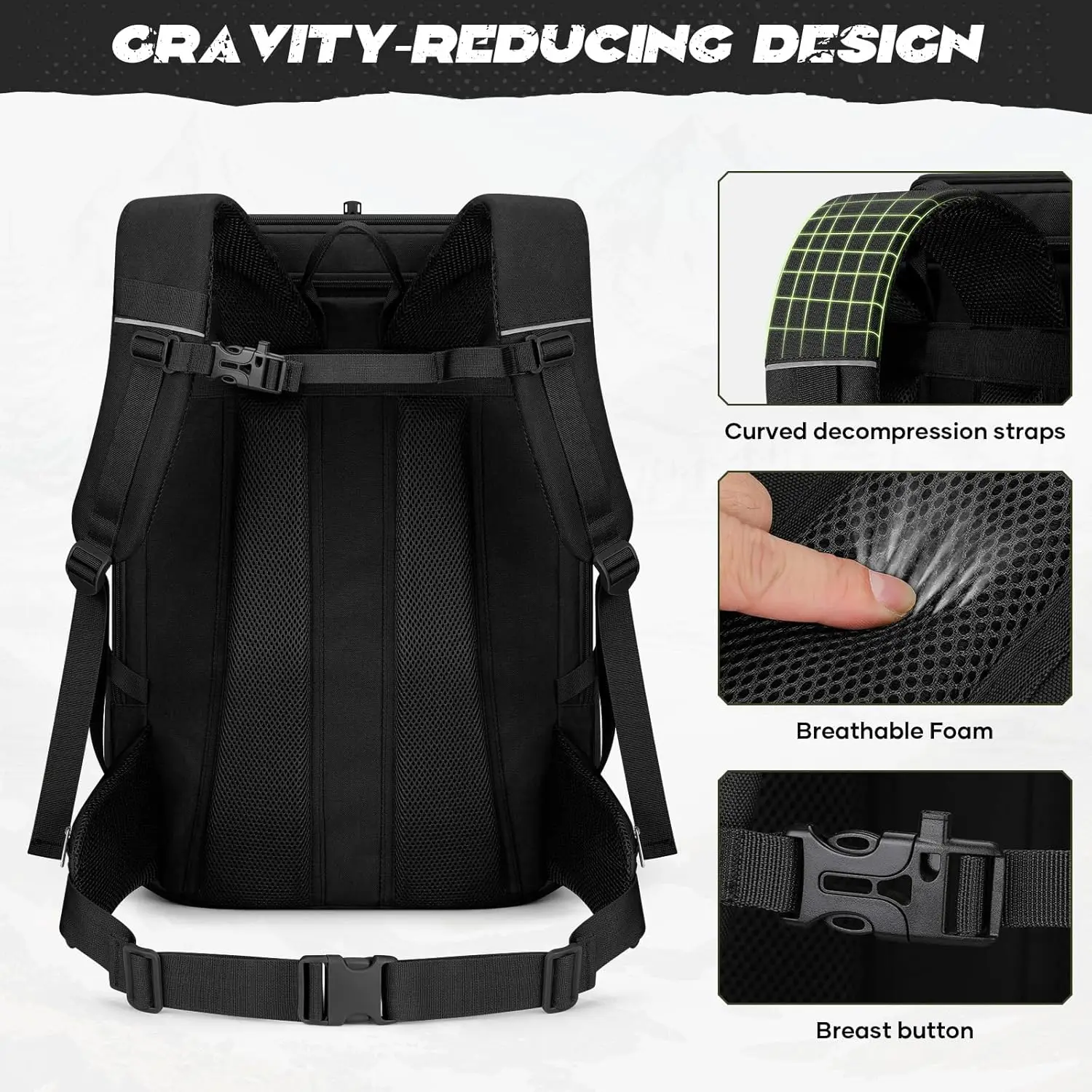 Tactical Backpack for Men, Water Resistant 40L Military Backpack, for Hiking, Camping, Gym with Molle System (Black)