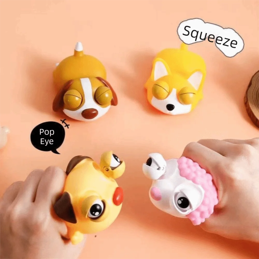 Funny Multiple Types Eyeball Burst Squeeze Telescopic Sleeping Dogs Dogs Pinch Toys Pinch Pop Up Fidget Toy Doll Children Toy
