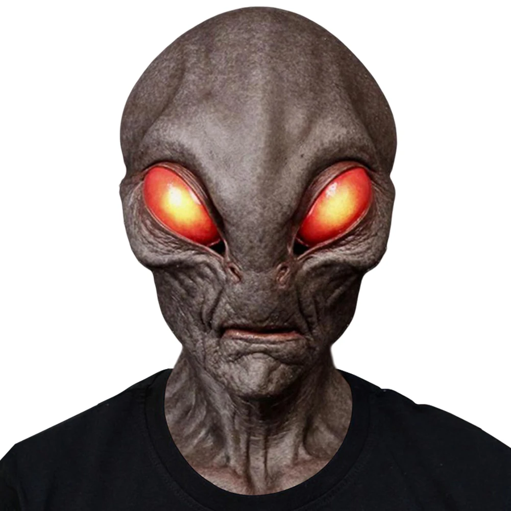 Halloween Alien Mask Alien Latex Full Head Mask Realistic Alien Face Masks Funny Cosplay Prop Mask for Halloween Cosplay Party