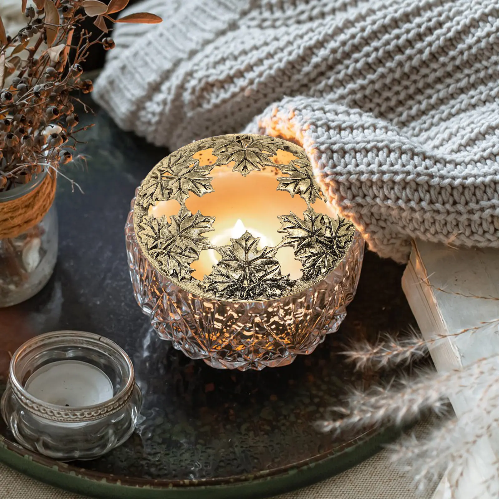 Alloy Smart Lid Cover Accessories For For Home Fall Decor Hollow Maple Leaf Topper Aromatherapy Dust Cap
