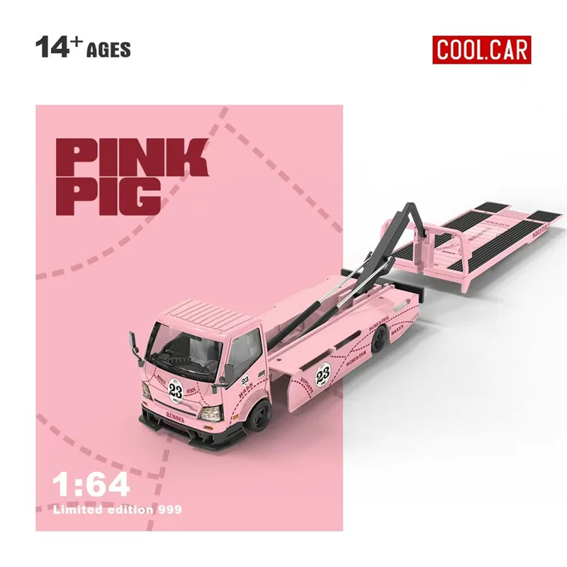 (Pre-Order) Cool Car 1:64 H300 Flatbed transport trailer Pink Pig Diecast Collector's Vehicle Model Car