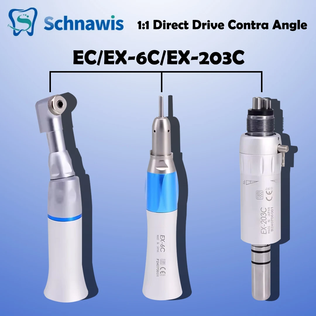 EC EX-6CEX-203C Dental 1:1 Direct Drive Contra Angle Low Speed Handpiece Dentistry Against Contra Angle Polishing Tools