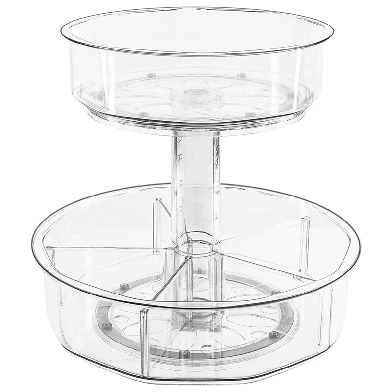 

2 Tier Lazy Susan Organizer Turntable Clear Spice Rack Organizer For Cabinet Organizer Pantry Kitchen