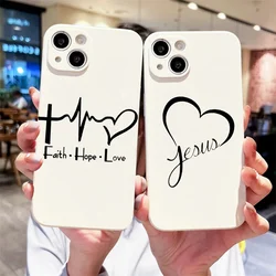 Christian Religious Faith Jesus Phone Case for iPhone 16 15 13 14 12 11 Pro Max Mini 7 8 Plus SE Soft White Silicon Cover Skin
