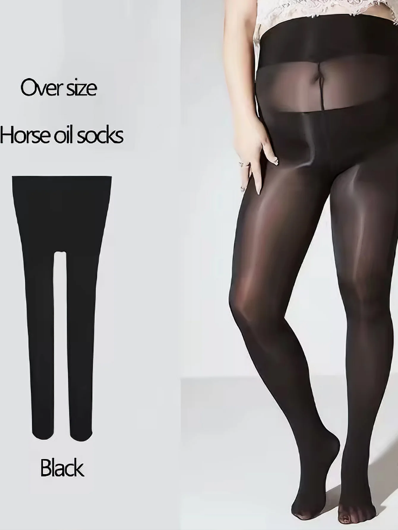 1 Paar sexy schwarze, glänzende, transparente Strumpfhosen für Damen, ultraglänzende, hochelastische Strumpfwaren für Club und Date-Night – Detail 4