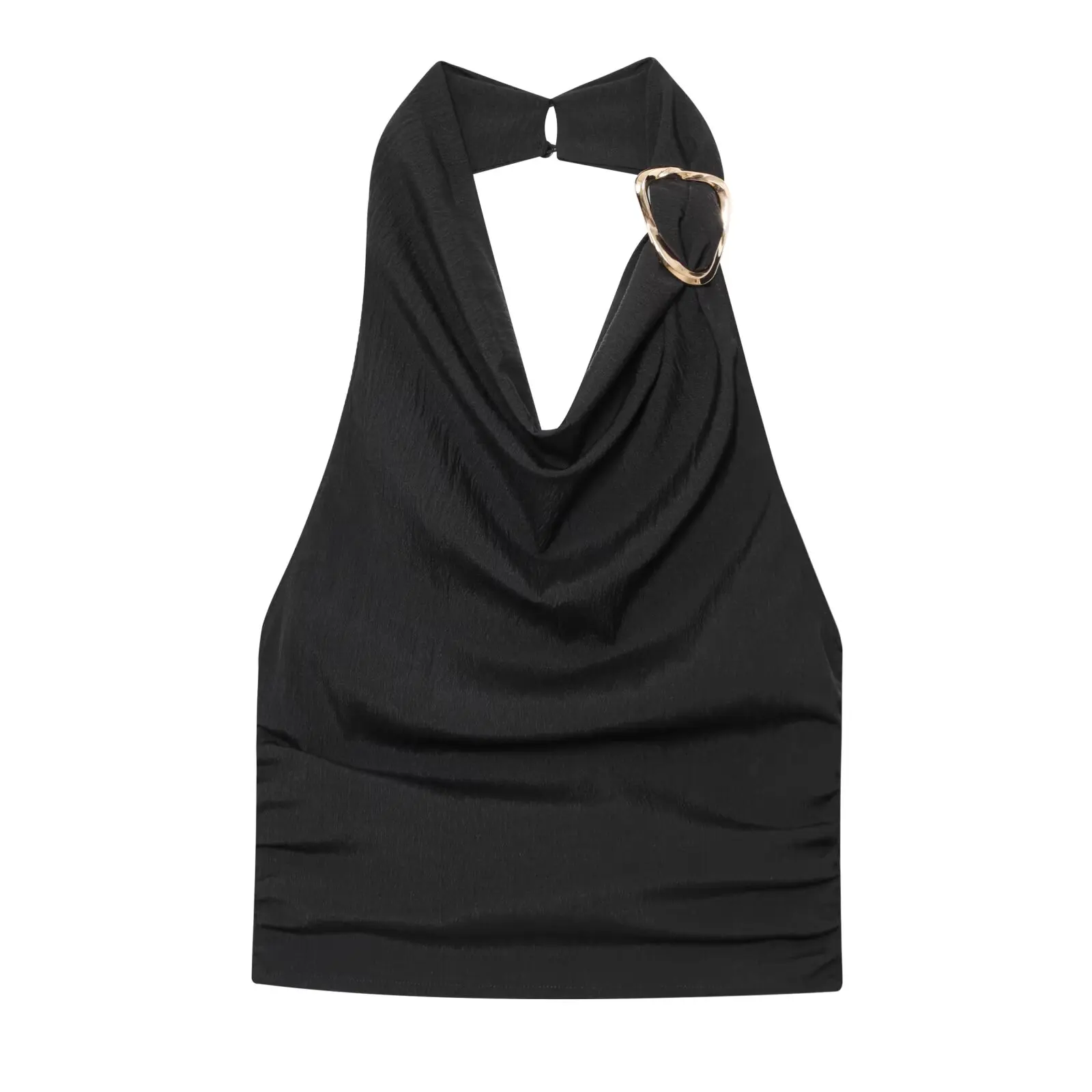 

Женские широкие брюки с перекрестной талией Faion, осенний новый топ JNLEAOG с подвесным воротником, комплект из двух предметов