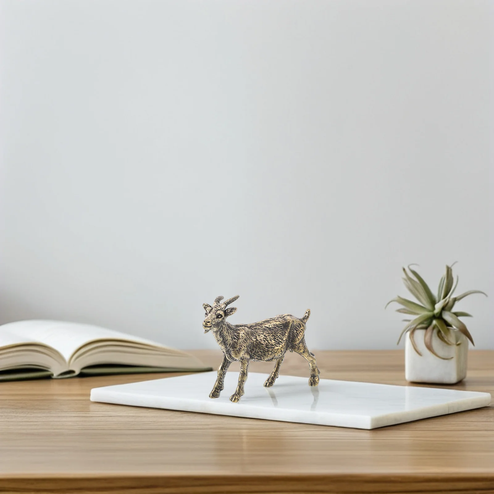 

Vintage Brass Goat Statue Chinese Zodiac Sheep Sculpture Retro Farm Animal Desk Ornament Home Office Tea Pet Decor