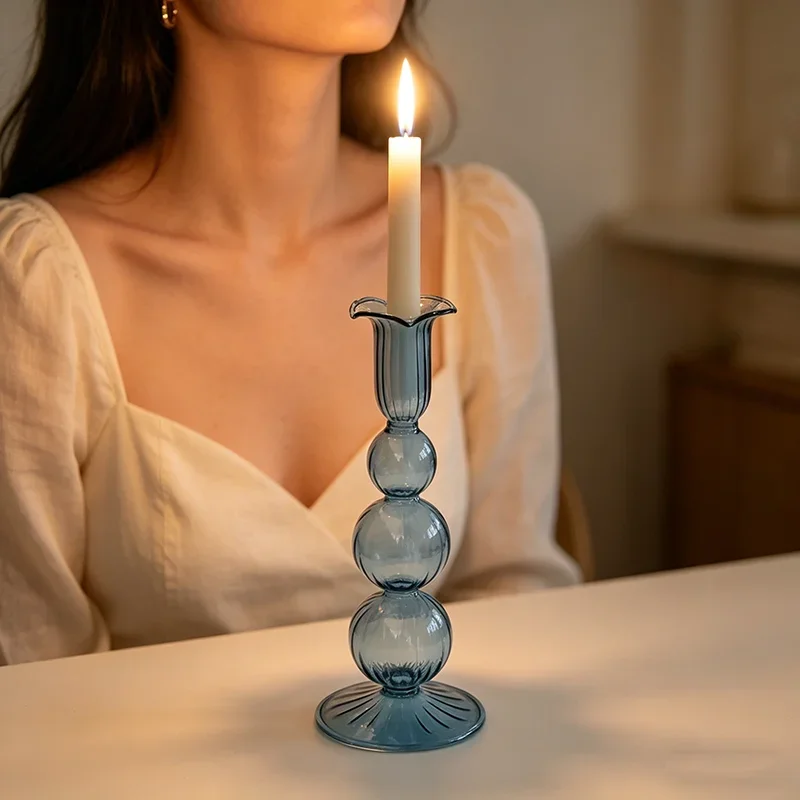 Glass Candle Holder For Wedding Centerpiece Rustic Candlestick Holder Baby Shower,Party Decorations Candle-stick Decent Gift