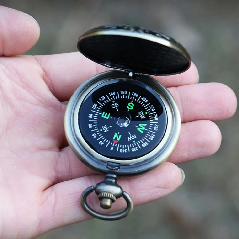 Compass Military Waterproof Accurate Positioning Copper Survival Compass Retro Style Navigation Compass Outdoor Tools