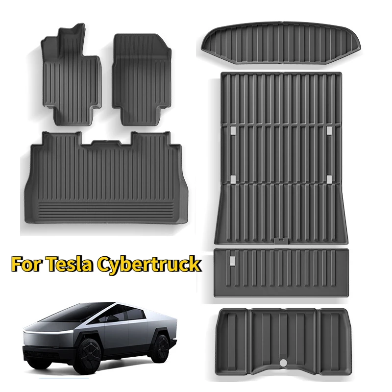 

For Tesla Cybertruck 2025 TPE Floor Liners Trunk Cargo Mats Waterproof Foot Pads Interior Rear Trunk Protective Pad Accessories