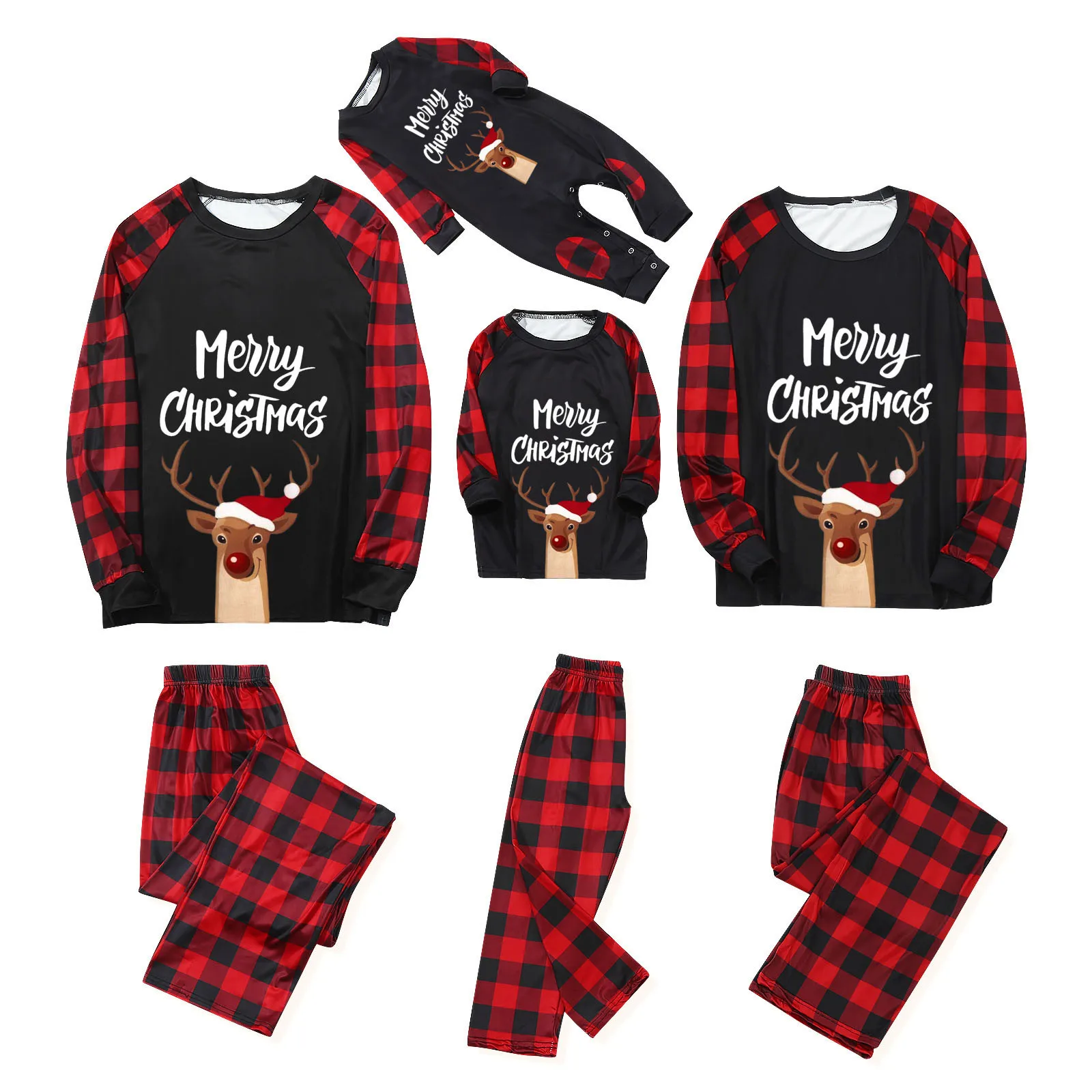 Family Christmas Matching Pajamas Set Mom Father Kids Baby Family Matching Clothes Xmas 2PCS Sets Men Women Size Plus SizeS-4XL