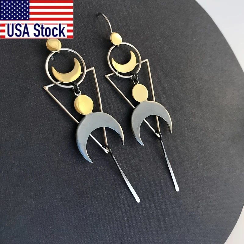 

1 пара богемных винтажных геометрических художественных длинных висячих сережек с солнцем и луной, женские ювелирные изделия, подвески, серьги-капли