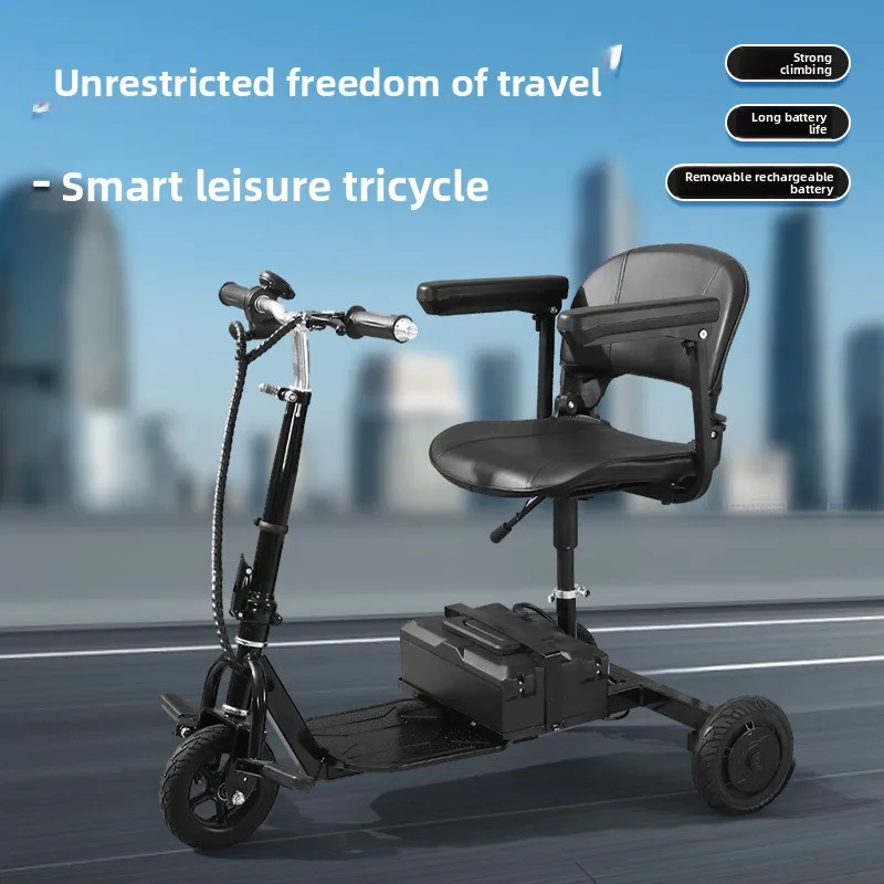 

12ah New Electric Tricycle, Family Elderly Grocery Shopping Foldable Scooter Bike