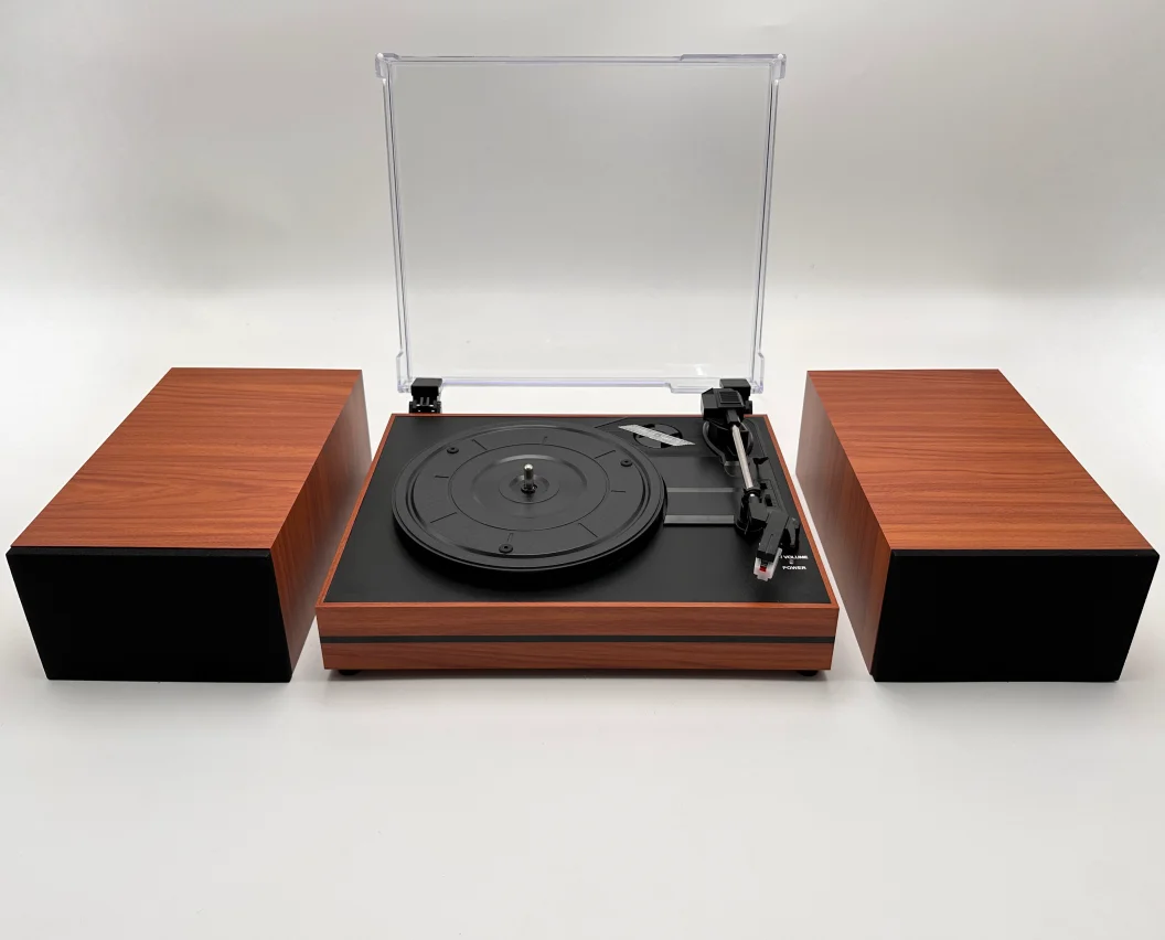 Phonograph Player Vinyl 2 External Speakers Belt-Drive Turntable Wooden Record Player Vintage LP Support 3 Speed Wireless