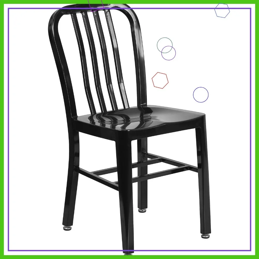 كرسي داخلي وخارجي معدني أسود من الدرجة التجارية للمطبخ في الفناء الخلفي متين ومقاوم للطقس #1