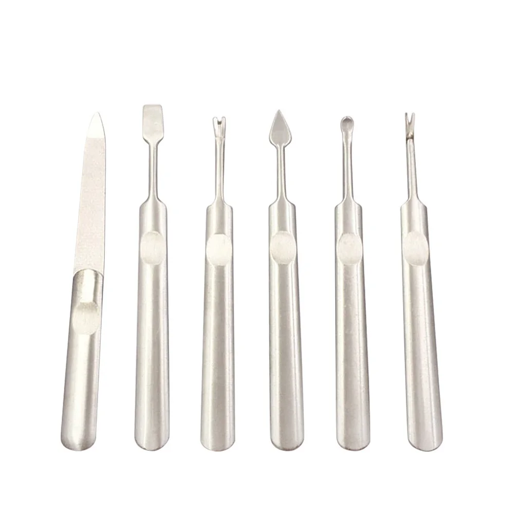 

1Set Nail Art Tools Kit Premium Stainless Steel Nail File Push Dead Skin Fork Trimmer Long Handle for Professional Personal Use