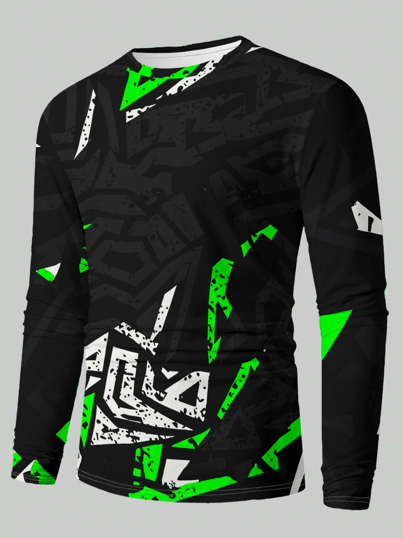 New Men’s Long-Sleeve T-Shirt – Minimalist Line Print, Stylish, Trendy, Everyday Wear