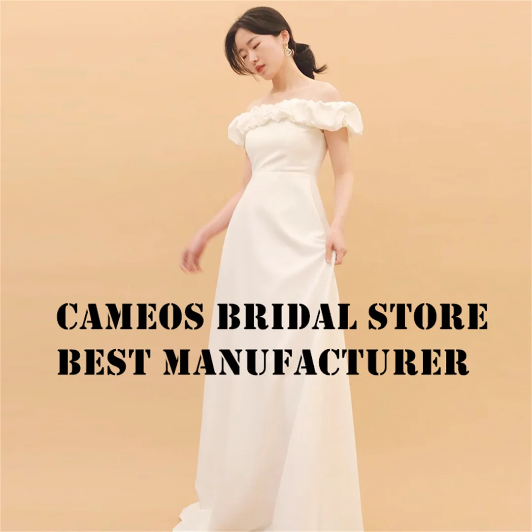 

SONDR Custom Made Sleevelsss Wedding Dresses Korea Corset Satin Off the Shoulder Brides Gowns Ivory Women Bridal Dresses