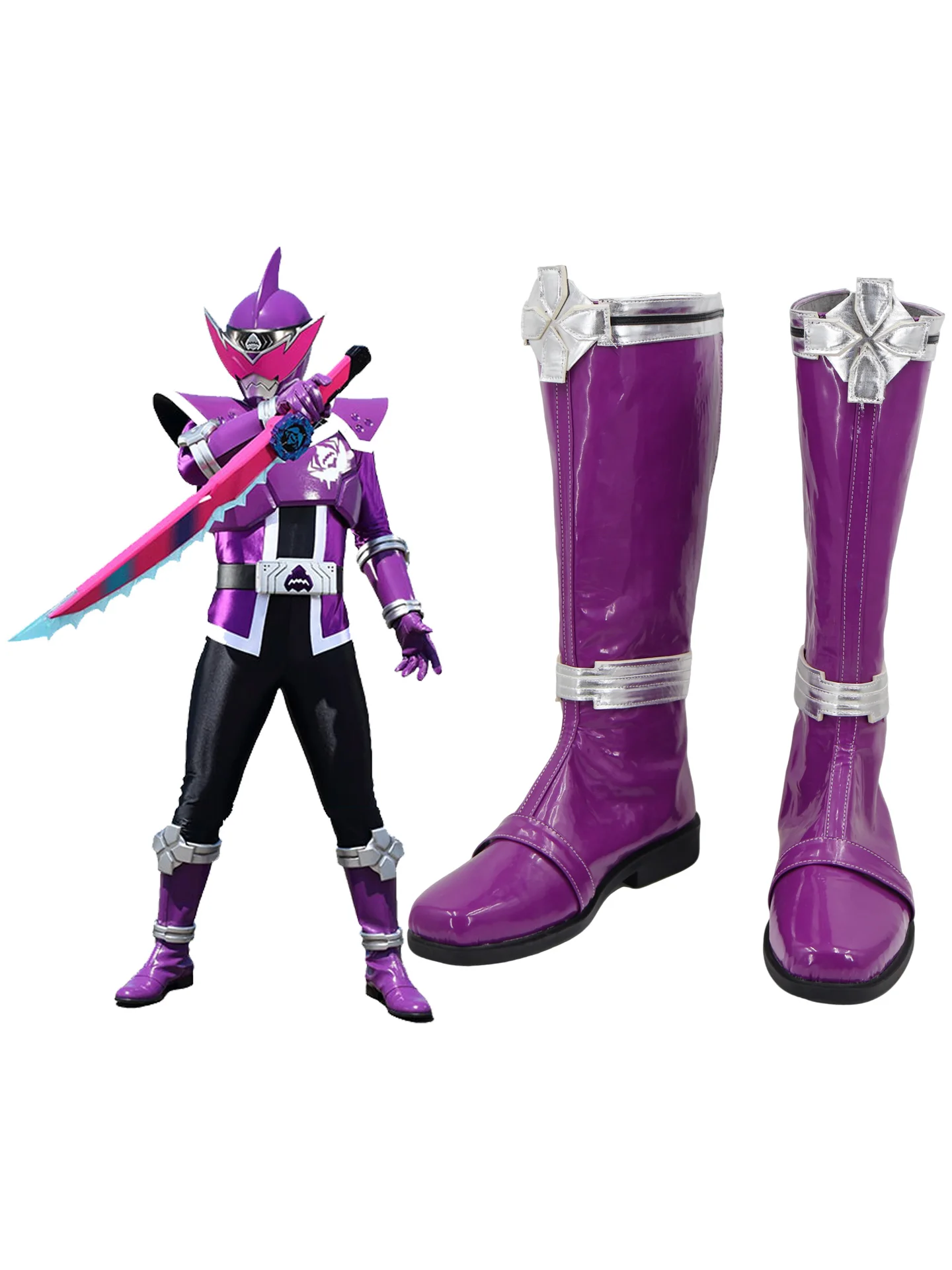 Don Murasame Boots Donbrothers Super Sentai Cosplay Shoes Halloween Carnival Custom Made Prop Don Murasame Purple Boots