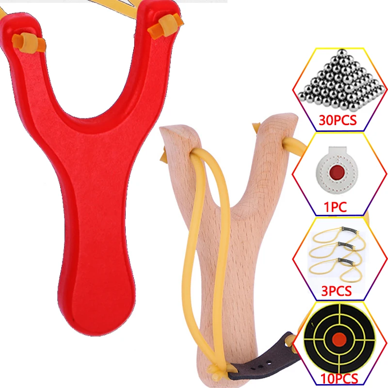 

Shoting Slingshot Set Outdoor Strong Shooting Slingsshot Wood Slingshot Competitive Hunting Catapult Children's Toys for Hunting