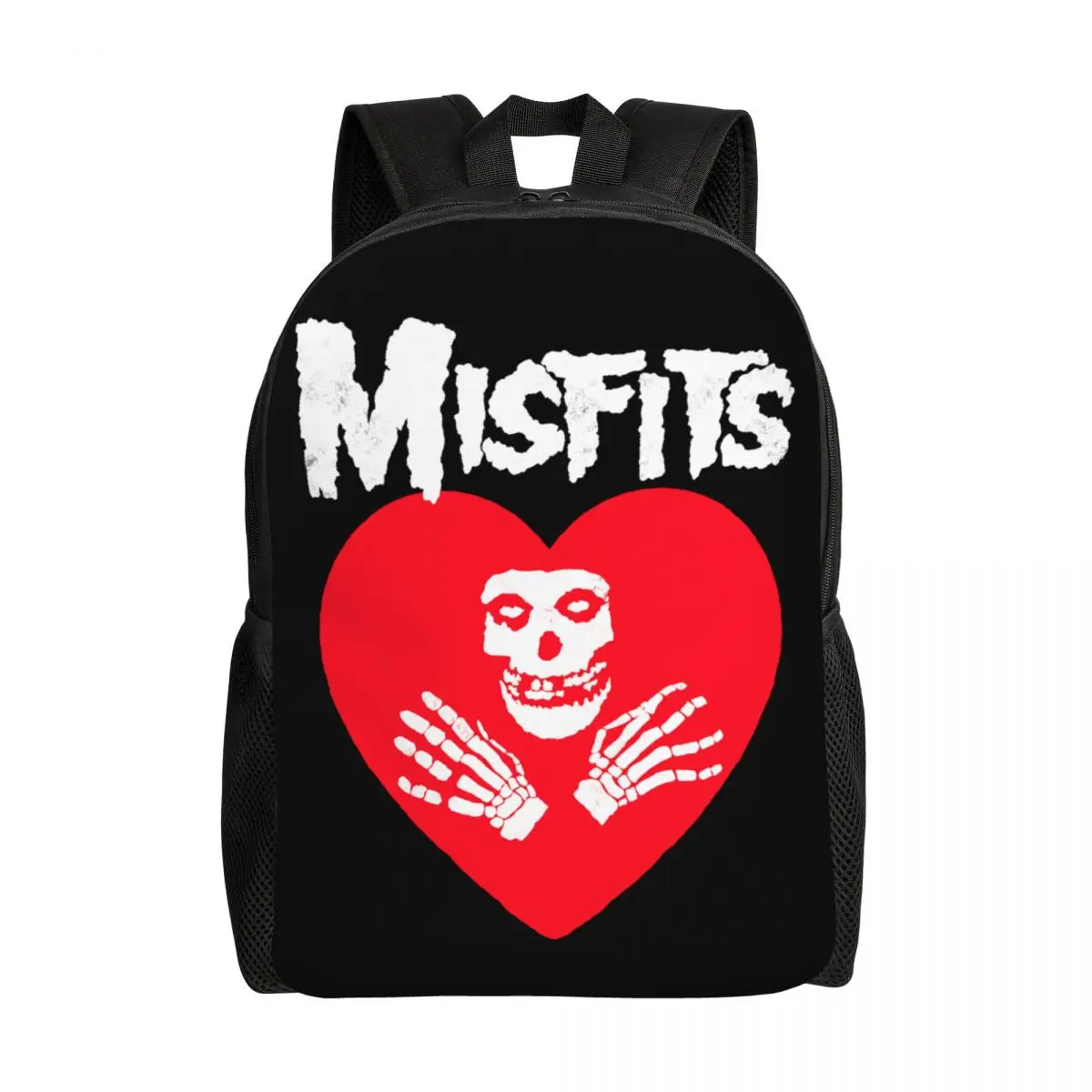 

Custom Love Misfits Skull Backpack Men Women Basic Bookbag for School College Heavy Metal Rock Bags