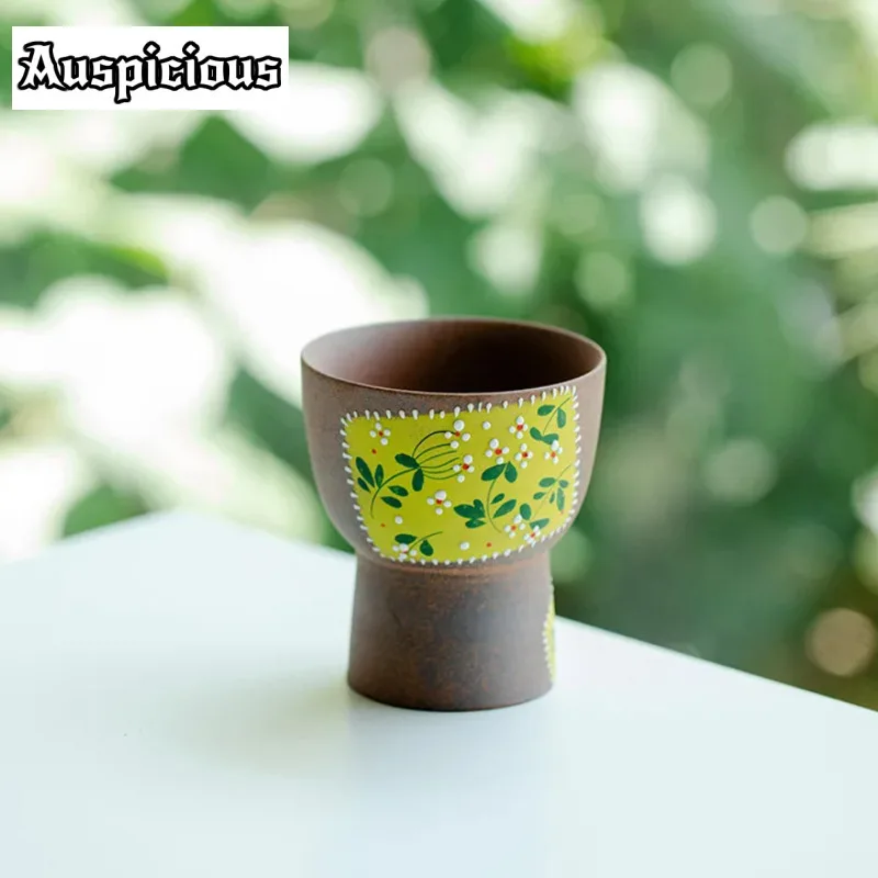 

80ml Pure Hand-painted Yellow Chrysanthemum Teacup Antique Personal Cup Smelling Cup Flower Tea Mug Teaset Accessories Ornaments
