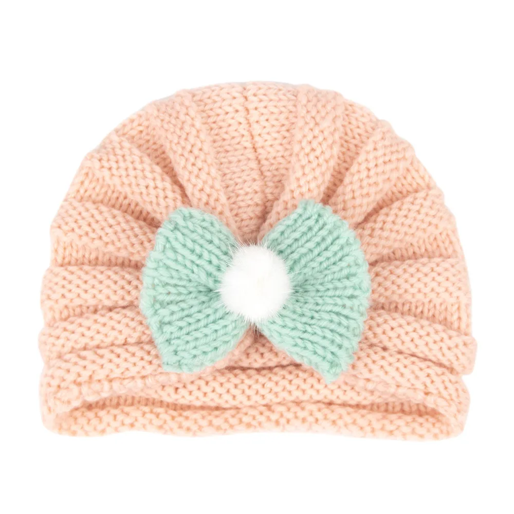 New Bow Baby Hat Autumn Winter Knit Baby Beanie Big Elastic Kids Turban Hat Infant Bonnet Newborn Cap for Girls Boys Accessories