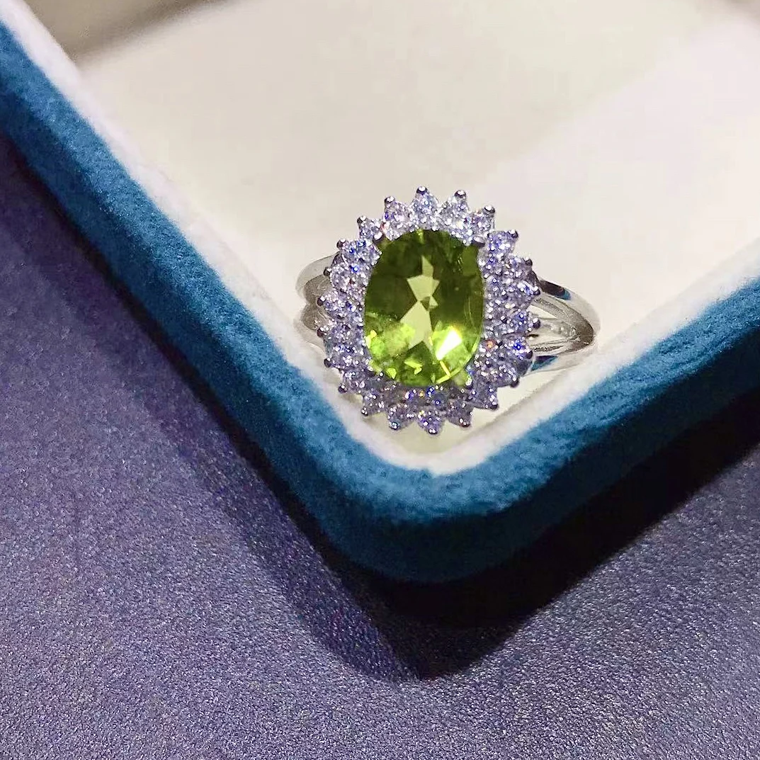 

Natural Perdiot 2ct 7mm *9mm VVS Grade Natural Perdiot Ring for Daily Wear Solid 925 Silver Peridot Jewelry Sterling Silver