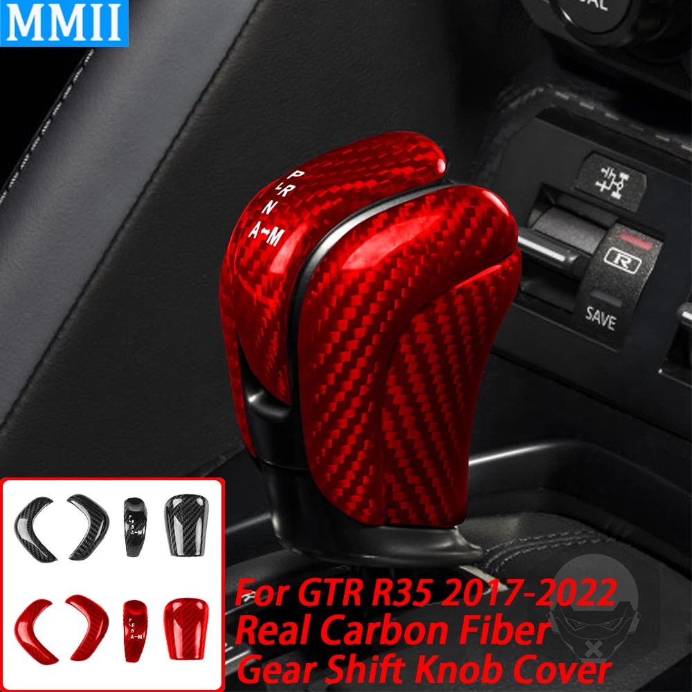 

Real Dry Carbon Fiber Center Console Gear Shift Knob Cover Trim Car Interior Retrofitting Accessories For Nissan GTR R35 2017-22