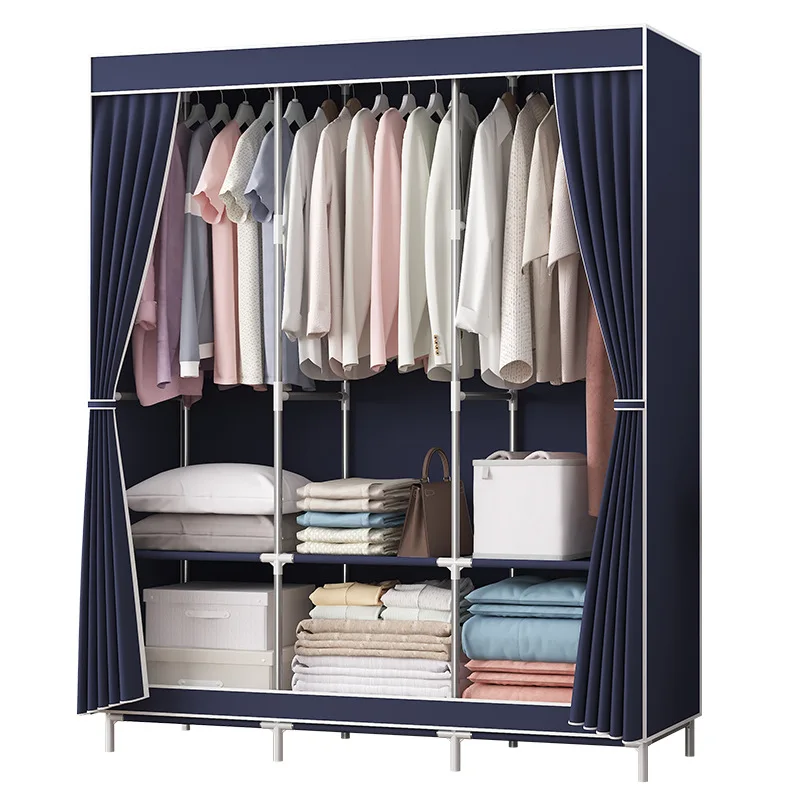 Simple wardrobe assembly wardrobe household simple storage fashion steel frame modern cloth wardrobe