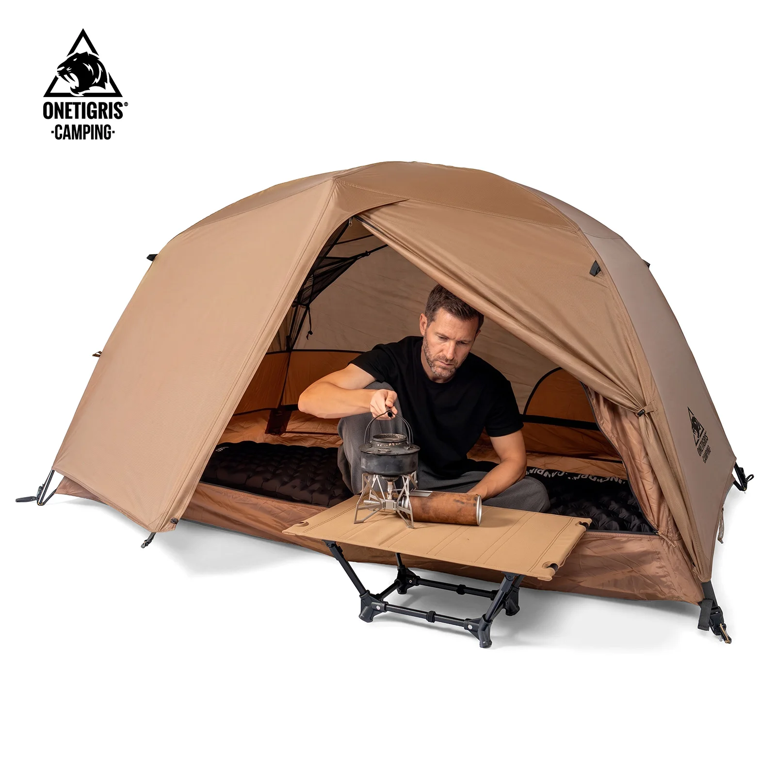 OneTigris COSMITTO 2.0 Campingzelt für Zwei Personen 3-Jahreszeiten Einfach Aufzubauendes Sofort-Reisezelt für Wandern Trekking Angeln Strand