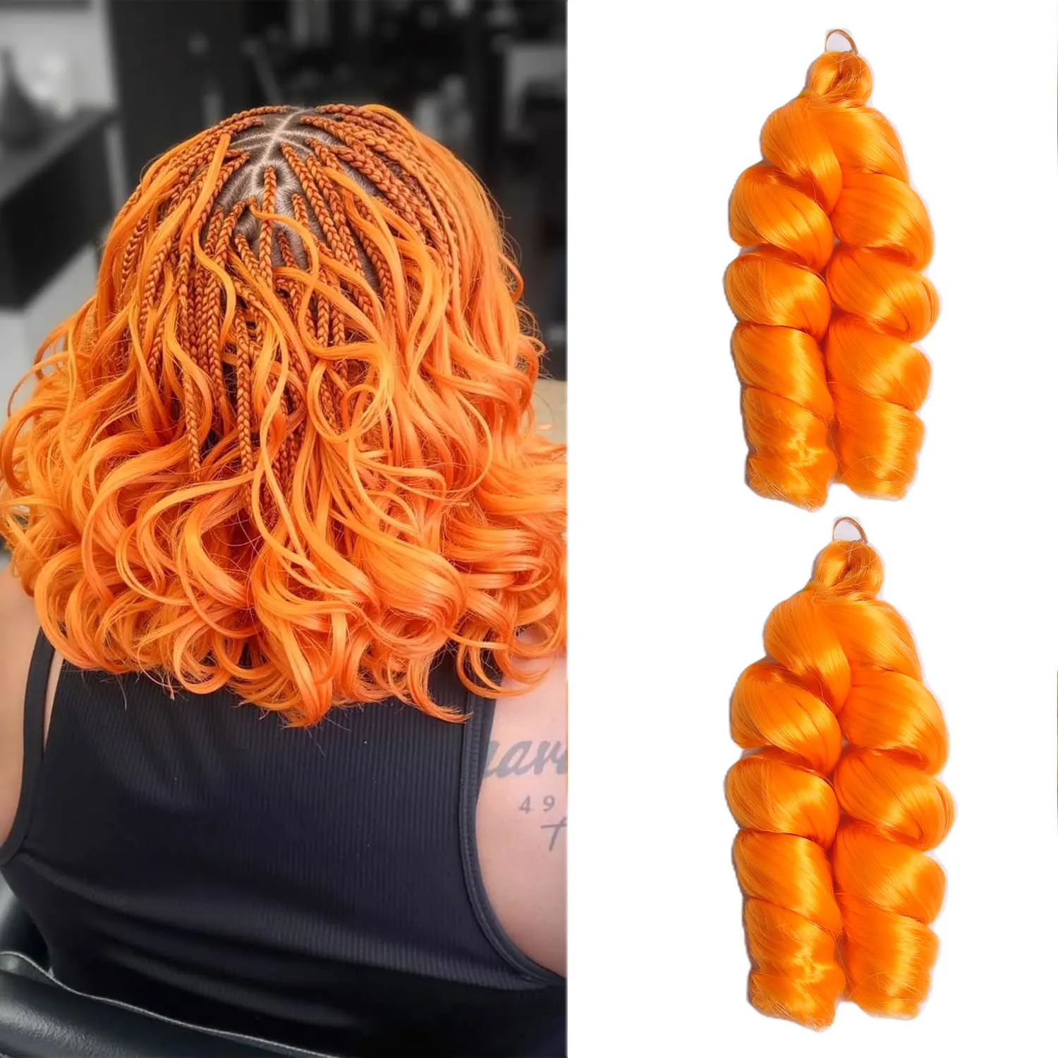 Pelo trenzado rizado suelto, pelo trenzado hinchable preestirado de 12 pulgadas, trenza fácil, pelo de ganchillo, rizos ondulados, pelo sintético a granel