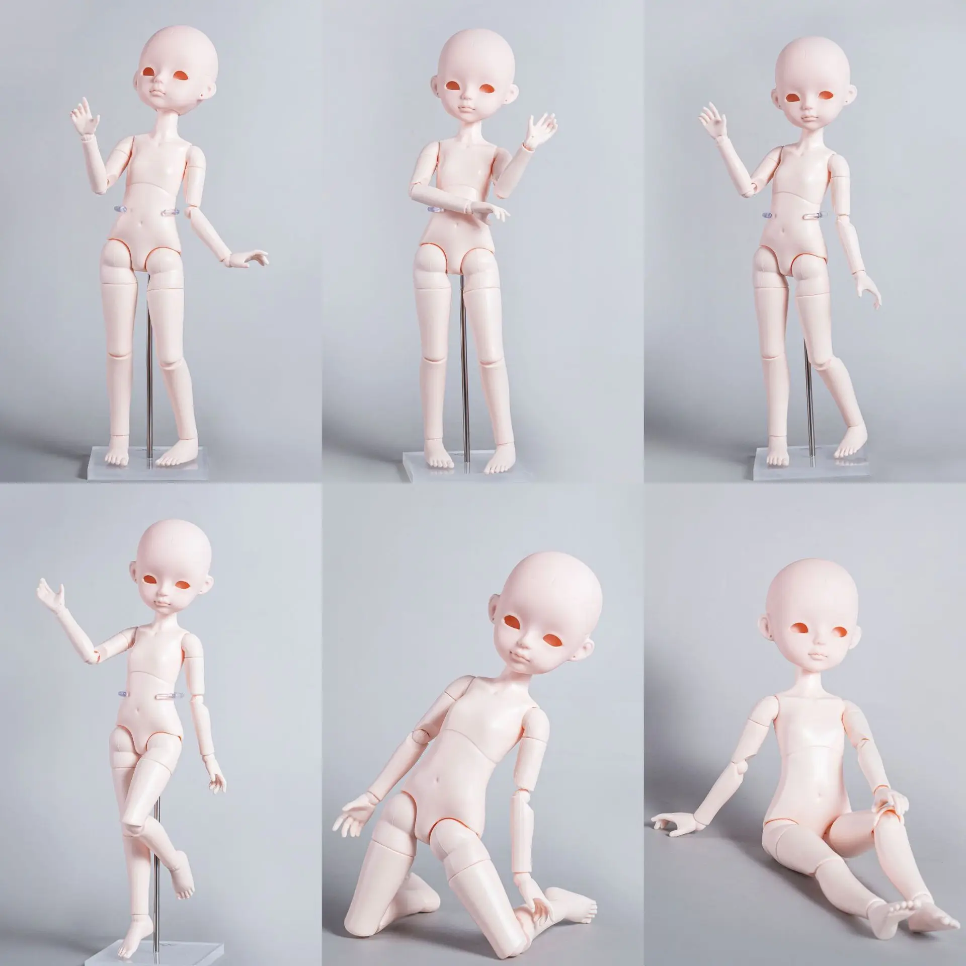 1/6 New BJD Doll Head+Body Accessories Joints Movable 29cm White Skin DIY Make-up Practice Doll Head Kawaii Face Blank Head+Body