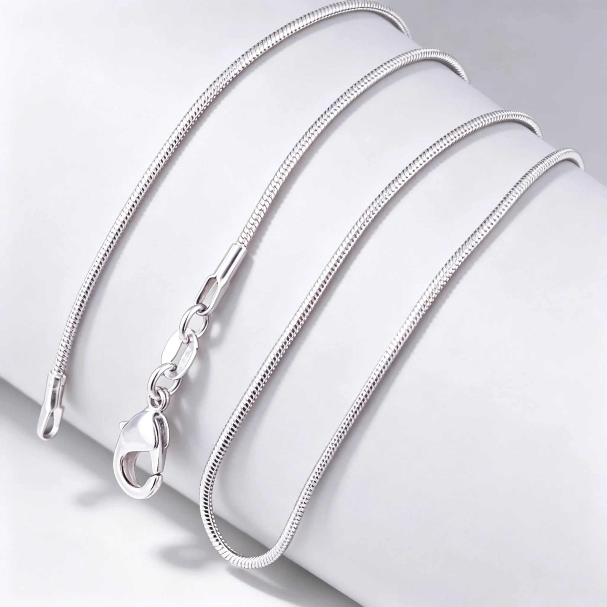 1PC Silver 2mm Chain Necklace 40-75cm Length 10 Styles Charm for Women Men Luxury Fashion Jewelry for Party Wedding