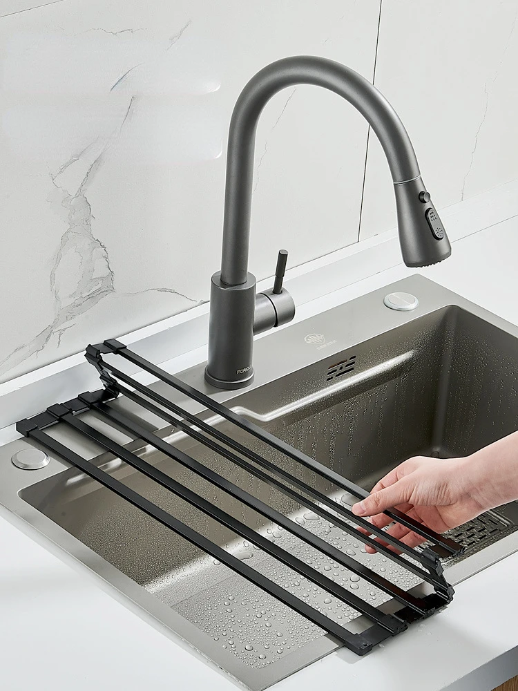 

Roll up Dish Drying Rack Over The Sink Kitchen Portable Aluminum Dish Rack Foldable Dish Drying Rack Does not rust New Design