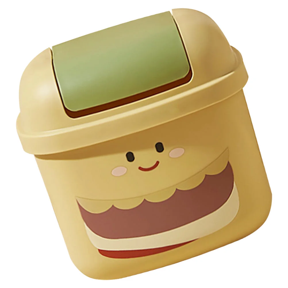 Medium Office Trash Can Garbage Diaper Burgers Desk Cartoon Trashcan Lids Plastic