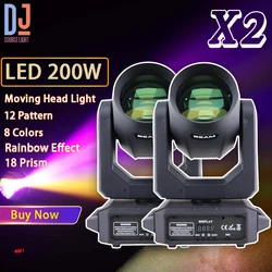 200W LED Beam Spot Moving Head Light With 18 Rotating Prism Rainbow Effect DMX512 Disco Party CLub Stage Effect Lights 11/13CH