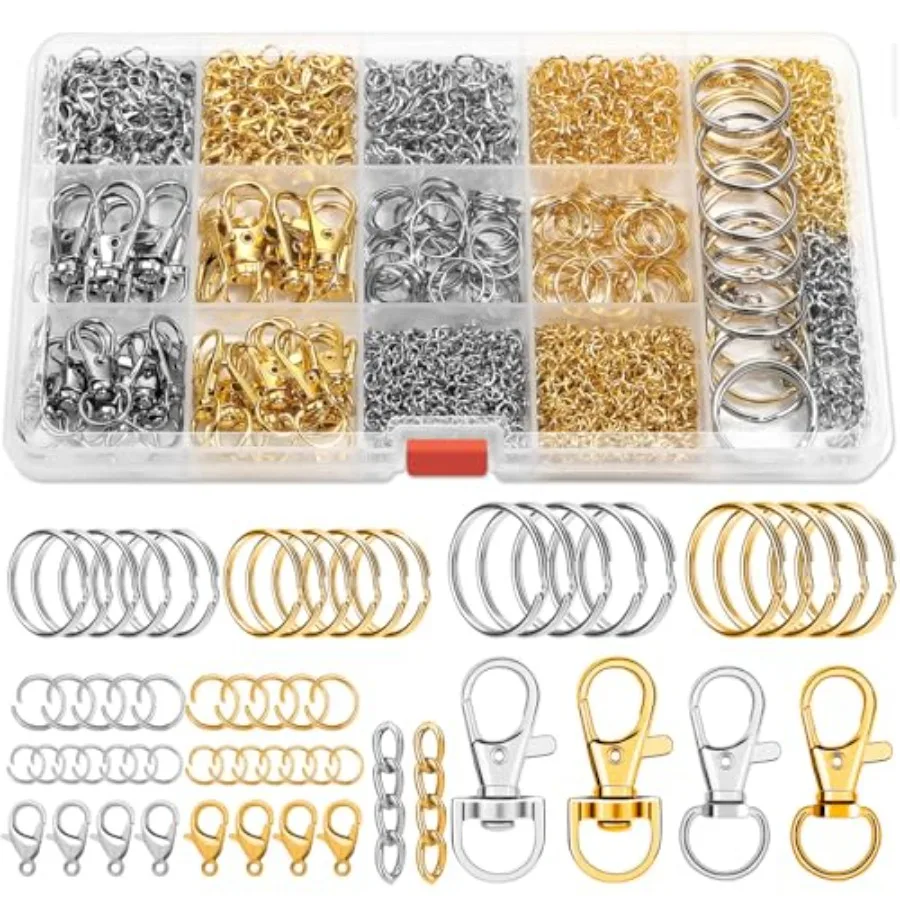 

Keychain Making Kit, Keychain Craft Supplies Including Key Chain Hooks, Lobster Clasps, Key Rings and Jump Rings for Key Chain
