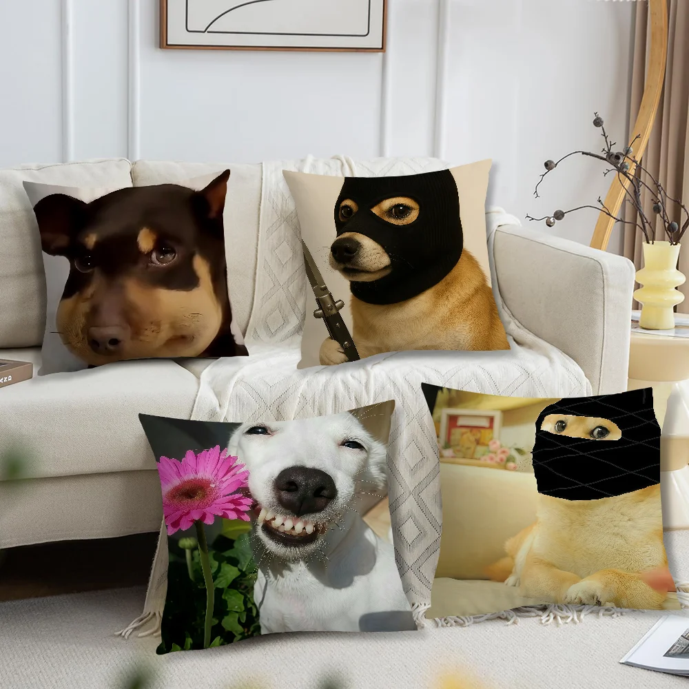 Funny Cute Art Dog Swallowed Bee Meme Cushion Cover For Pillow Printing Sofa Decoration Home Car Room Office Nordic Simplicity