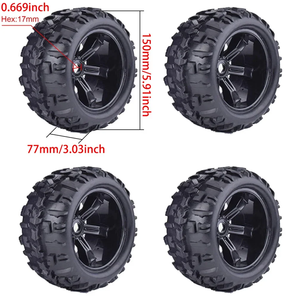 4PCS 17mm Hex 1/8 RC Monster Truck Wheel Tyre Hub Rim Rubber Tire FOR RC Car Redcat HPI Kyosho Hobao Hongnor Team Losi GM DHK image 3