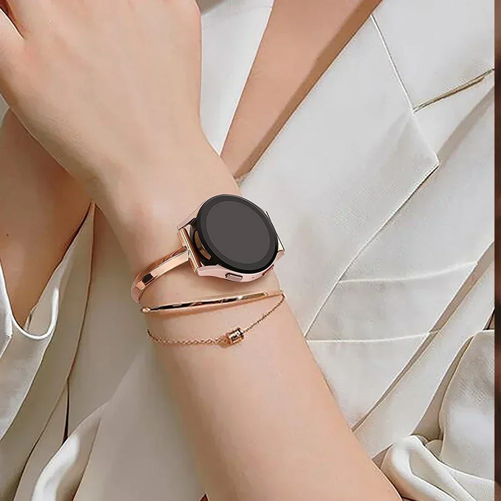 女性用メタルチェーンストラップ,スリムなジュエリー,Samsung Galaxy Watch 4,5,6,7,40mm, 44mm,クラシック,アクティブ2,20mm