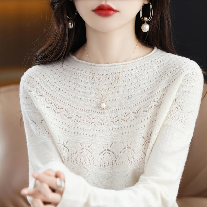 Cashmere Sweater Women Knit Sweater 100% Pure Merino Wool 2023 Winter Fashion Slash Neck Top Autumn Warm Pullover Jumper Clothes